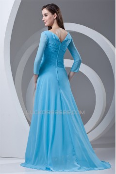 Sheath/Column 3/4 Sleeve Beaded Chiffon Square Mother of the Bride Dresses 2040173