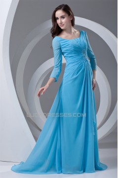 Sheath/Column 3/4 Sleeve Beaded Chiffon Square Mother of the Bride Dresses 2040173