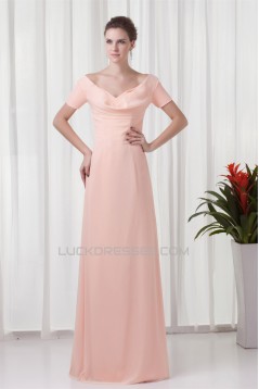 Sheath/Coulmn Short Sleeve Chiffon Ruffles Mother of the Bride Dresses 2040174