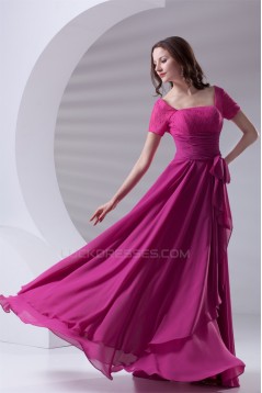 A-Line Short Sleeve Chiffon Lace Satin Mother of the Bride Dresses 2040176