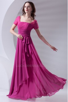 A-Line Short Sleeve Chiffon Lace Satin Mother of the Bride Dresses 2040176