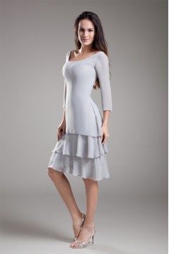 Knee-Length Chiffon 3/4 Sleeve Bateau Mother of the Bride Dresses 2040182