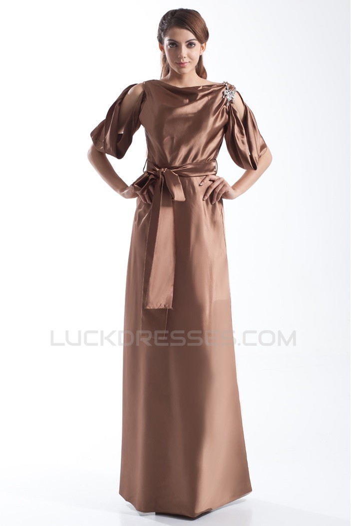 Sheath/Column Floor-Length Bateau Half Elbow Length Mother of the Bride Dresses 2040184