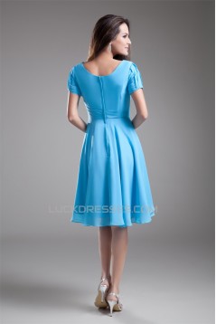 A-Line Short Sleeve Beading Cowl Chiffon Mother of the Bride Dresses 2040186
