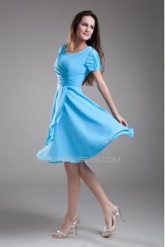 A-Line Short Sleeve Beading Cowl Chiffon Mother of the Bride Dresses 2040186