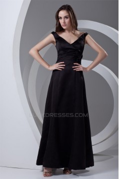 A-Line V-Neck Satin Handmade Flowers Mother of the Bride Dresses 2040188