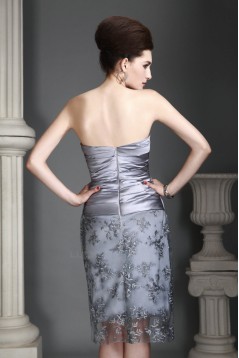 Elegant Knee-Length Silver Mother of the Bride Dresses with A Jacket 2040210