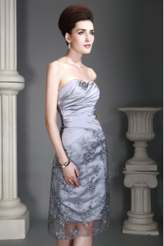 Elegant Knee-Length Silver Mother of the Bride Dresses with A Jacket 2040210