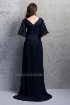 Sheath/Column V-Neck Pleated Long Mother of the Bride Dresses 2040211