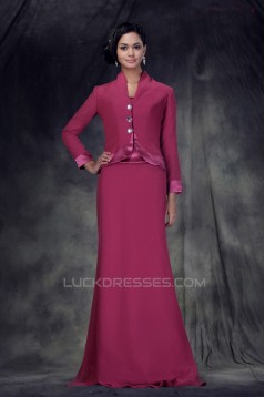 Sheath/Column Long Mother of the Bride Dresses with A Jacket 2040212
