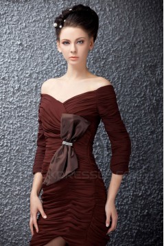 Short/Mini Pleated 3/4 Sleeve V-Neck Mother of the Bride Dresses 2040219