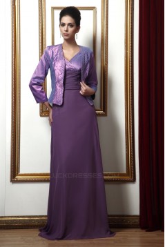 A-Line V-Neck Beaded Long Mother of the Bride Dresses with A Jacket 2040225