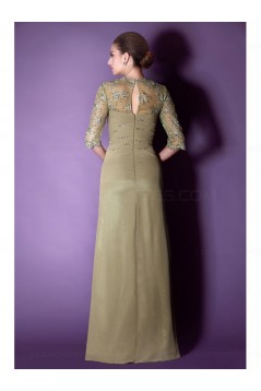Sheath 3/4 Length Sleeves Floor Length Mother of The Bride Dresses 3040008
