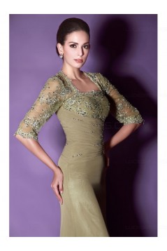 Sheath 3/4 Length Sleeves Floor Length Mother of The Bride Dresses 3040008