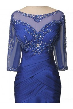 Mermaid Half Sleeves Long Blue Mother of The Bride Dresses 3040012