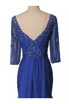 Mermaid Half Sleeves Long Blue Mother of The Bride Dresses 3040012