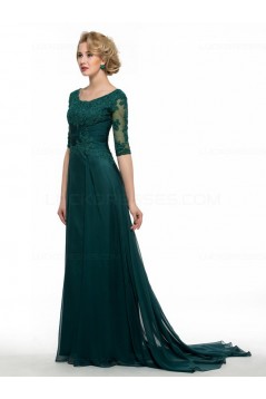 Half Sleeves Lace Chiffon Long Mother of The Bride Dresses 3040018