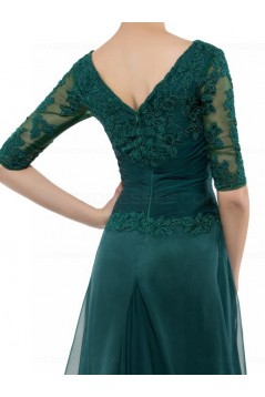 Half Sleeves Lace Chiffon Long Mother of The Bride Dresses 3040018