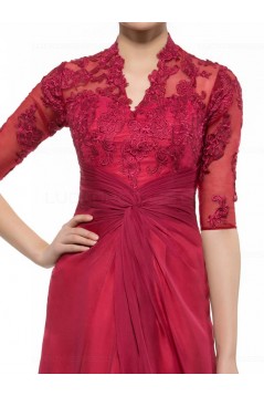 Half Sleeves Lace Chiffon Long Mother of The Bride Dresses 3040019