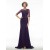 Half Sleeves Illusion Neckline Lace Chiffon Long Purple Mother of The Bride Dresses 3040020