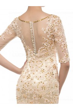 Mermaid Half Sleeves Lace Long Mother of The Bride Dresses 3040025