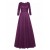 Purple 3/4 Length Sleeves Lace Chiffon Long Mother of The Bride Dresses 3040028