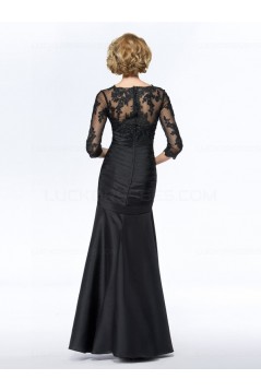 Long Black 3/4 Length Sleeves Lace Long Mother of The Bride Dresses 3040030