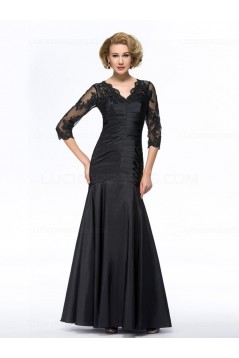 Long Black 3/4 Length Sleeves Lace Long Mother of The Bride Dresses 3040030