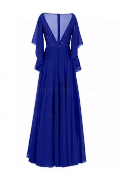 Long Purple Beaded Lace Chiffon Long Mother of The Bride Dresses 3040035
