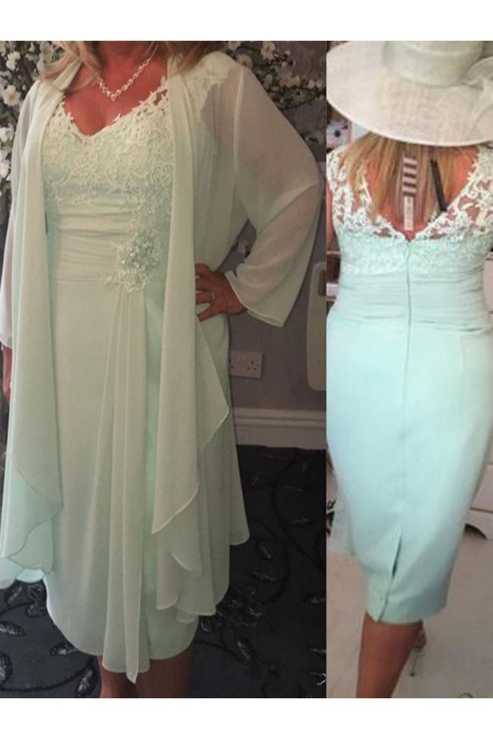 Affordable V-Neck Lace Chiffon Mother of The Bride and Groom Dresses 602022