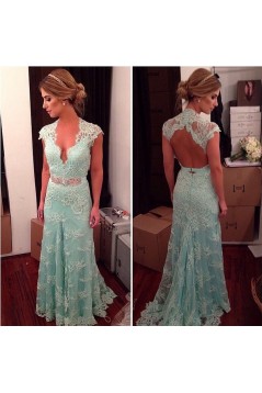 Lace V-Neck Long Mother of The Bride and Groom Dresses 602040