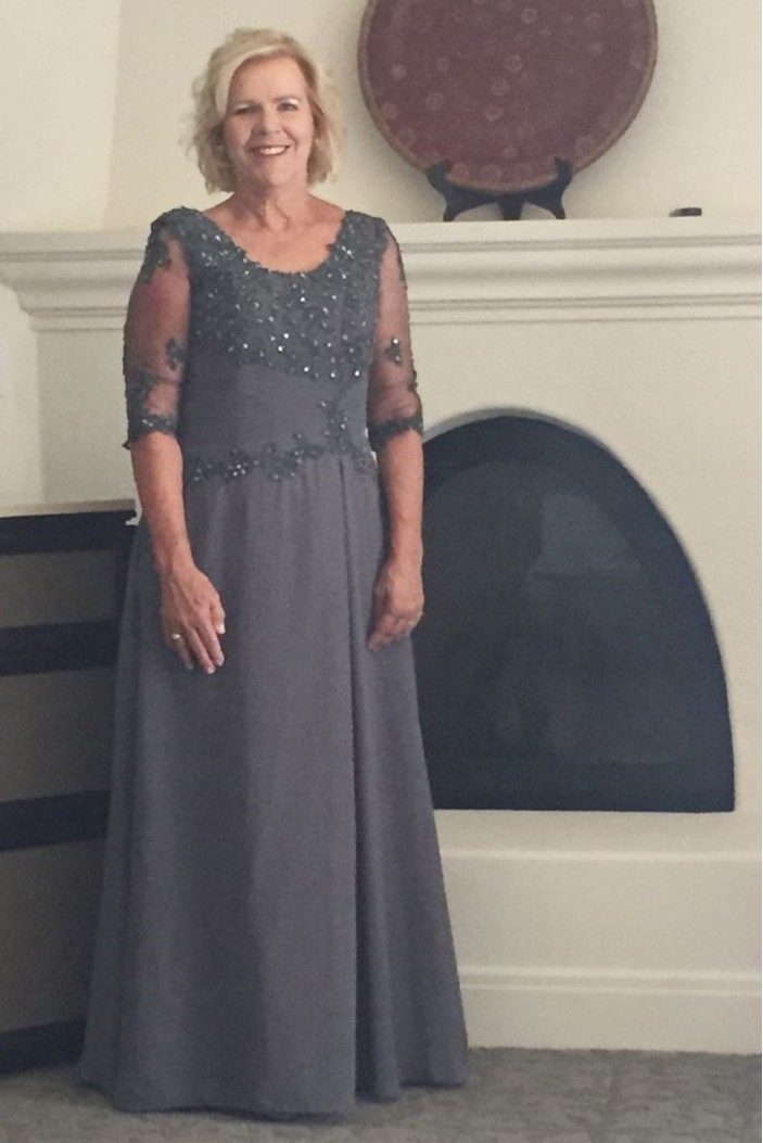 A-Line Beaded Lace Appliques Chiffon Long Mother of The Bride Dresses 602071