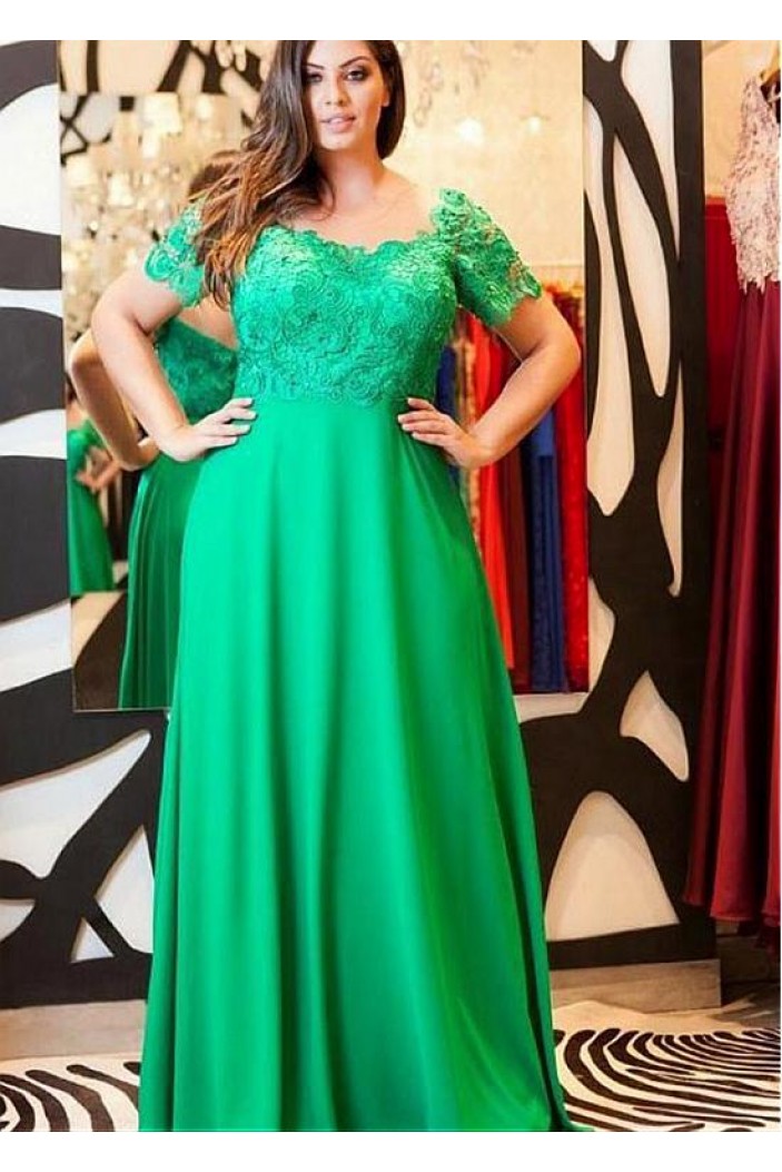 A-Line Short Sleeves Lace Mother of The Bride Dresses 602086