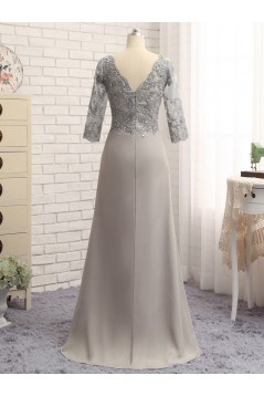 Elegant Chiffon Beaded V-Neck Long Mother of The Bride Dresses 602100