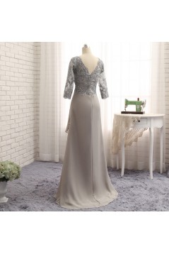 Elegant Chiffon Beaded V-Neck Long Mother of The Bride Dresses 602100