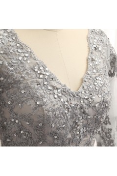 Elegant Chiffon Beaded V-Neck Long Mother of The Bride Dresses 602100