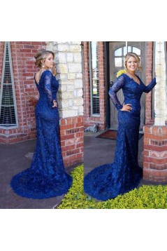 Mermaid Long Sleeves Lace V-Neck Mother of The Bride Dresses 602103