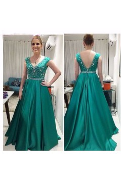 A-Line V-Neck Beaded Long Mother of The Bride Dresses 602110