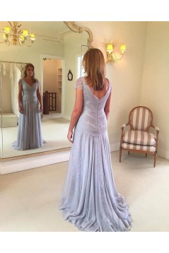 Elegant Chiffon Lace V-Neck Long Mother of The Bride Dresses 602140