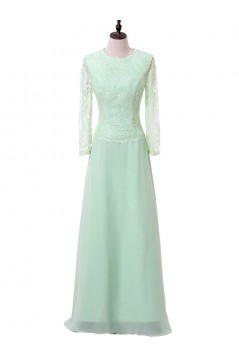 A-Line Long Sleeves Lace Chiffon Mother of The Bride Dresses 602156