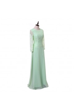 A-Line Long Sleeves Lace Chiffon Mother of The Bride Dresses 602156