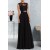 A-Line Beaded Lace Chiffon Long Black Mother of The Bride Dresses 602165