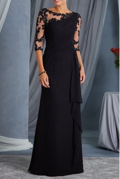 Lace Chiffon Long Black Mother of The Bride Dresses 602166