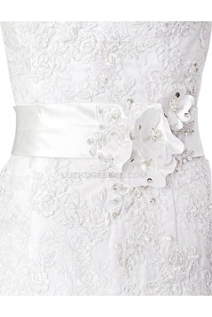 A-line Straps Sleeveless Sweep Train Lace Wedding Dresses WD010007