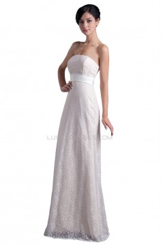 A-line Strapless Floor Length Lace Wedding Dresses WD010010