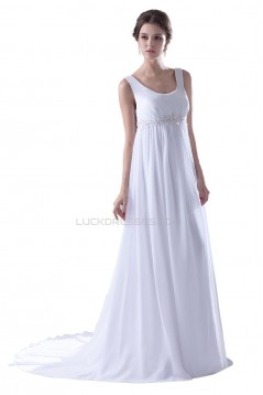 Empire Straps Chiffon Chapel Train Maternity Wedding Dresses WD010017