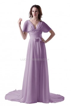 Sheath/Column Off-the-Shoulder Chapel Train Chiffon Wedding Dresses WD010019