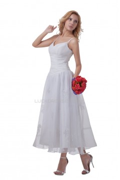 A-line Spaghetti Straps Tea-length Wedding Dresses WD010021