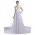 Elegant A-line V-neck Straps Chapel Train Chiffon Beaded Wedding Dresses WD010026