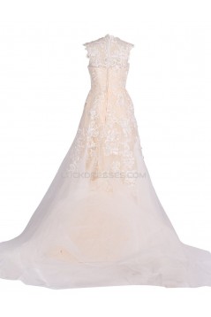 A-line Chapel Train Applique Wedding Dresses WD010027